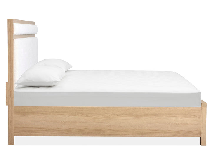 Merrifield Sandstone Beige Upholstered Panel Bed