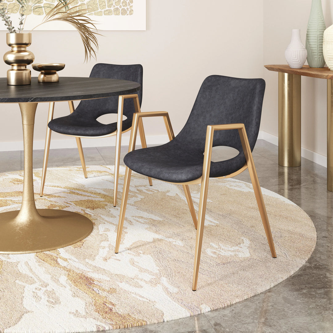 Desi Dining Chair (Set of 2) Black & Gold - AmericanHomeFurniture