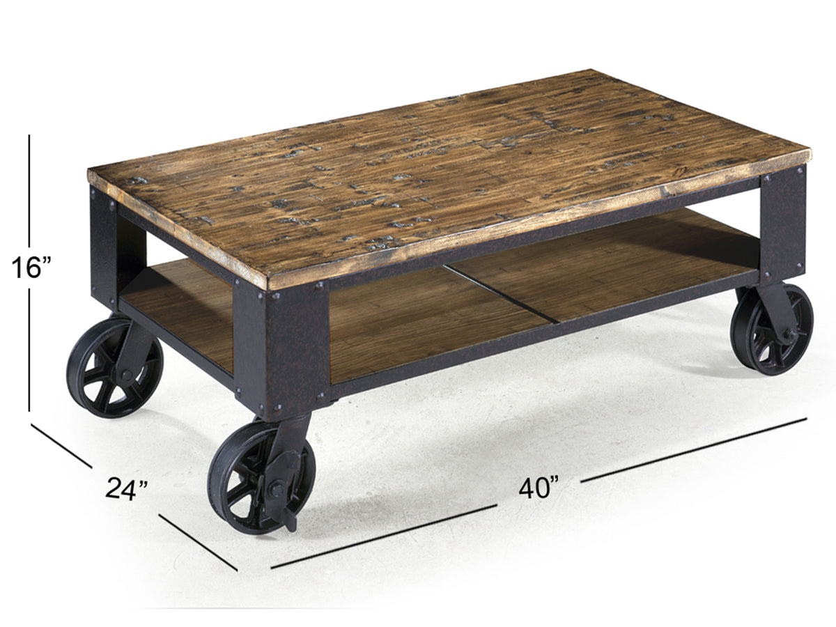 Pinebrook Distressed Natural Pine Rectangular Starter Cocktail Table - T1755-44