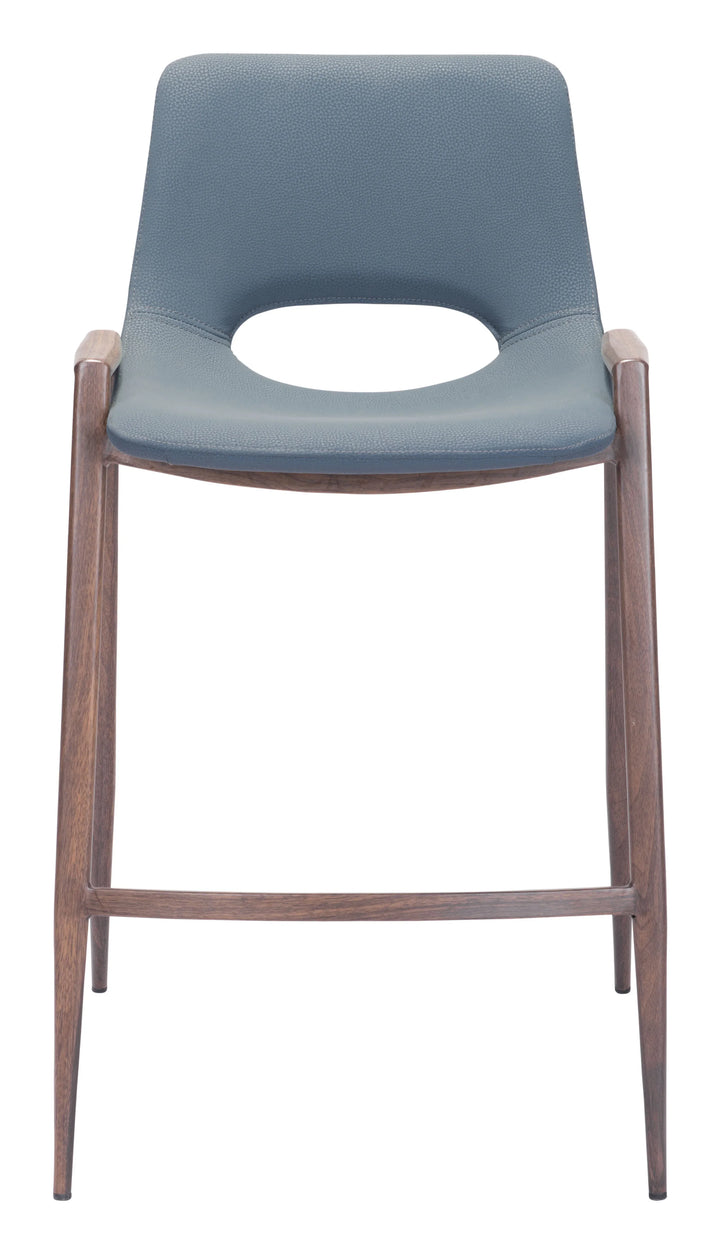 Desi Counter Stool (Set of 2) Azure Gray & Walnut - AmericanHomeFurniture