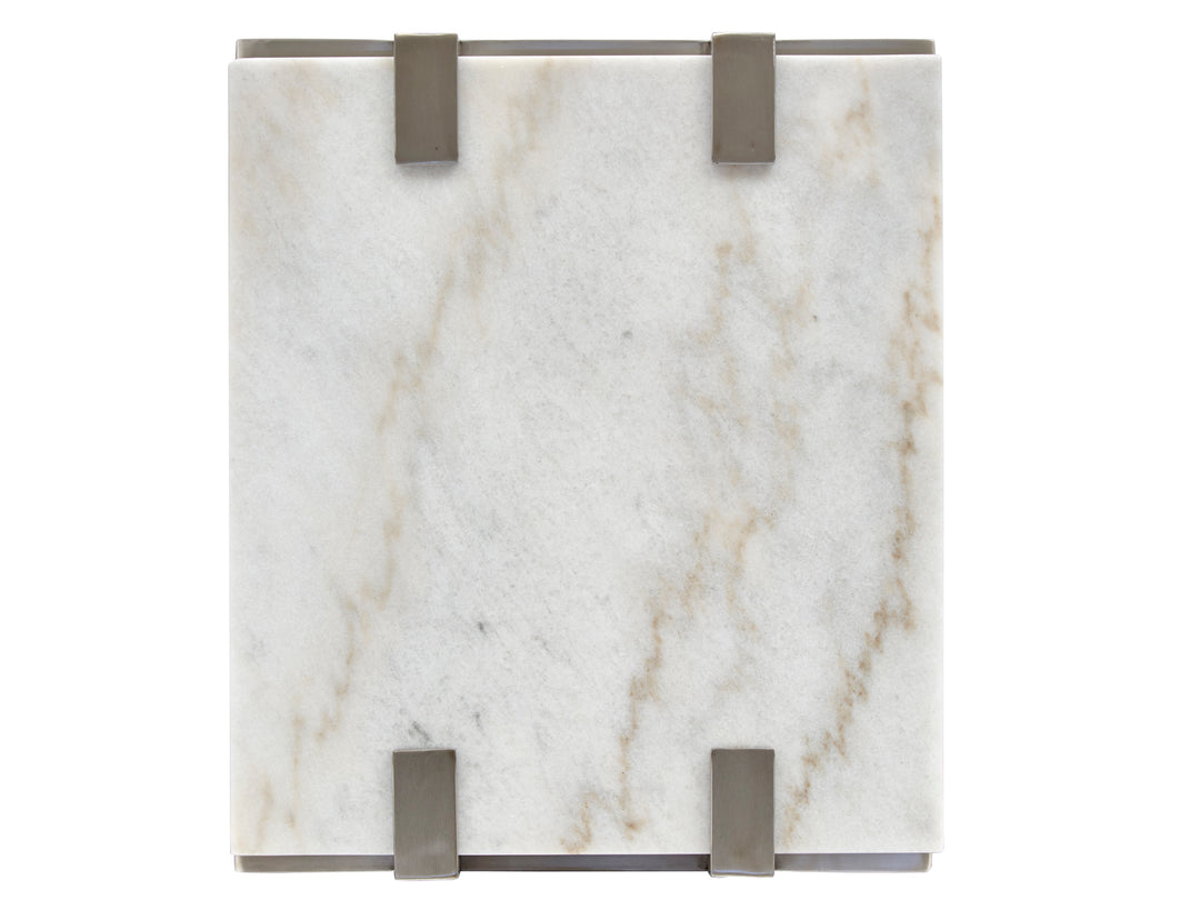 Paradox Pearl White And Roasted Almond And Brushed Platinum Rectangular End Table - T4852-03