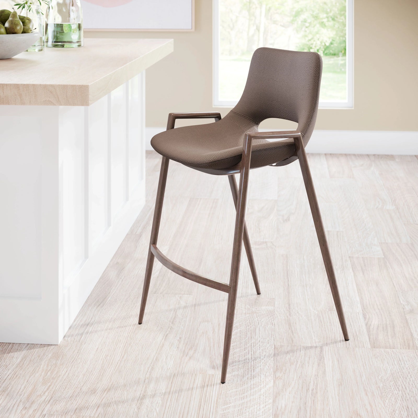 Zuo Desi Counter Stool (Set of 2) Brown & Walnut BAR STOOLS + COUNTER STOOLS