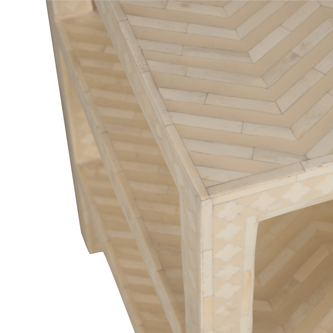 Chevron Inlay Side Table - 370548