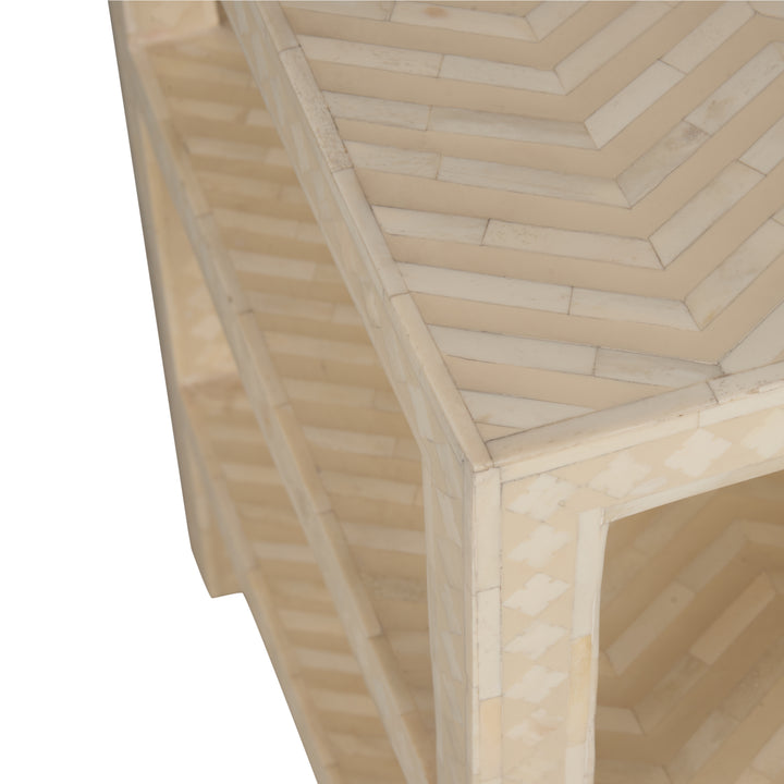 Chevron Inlay Side Table - 370548
