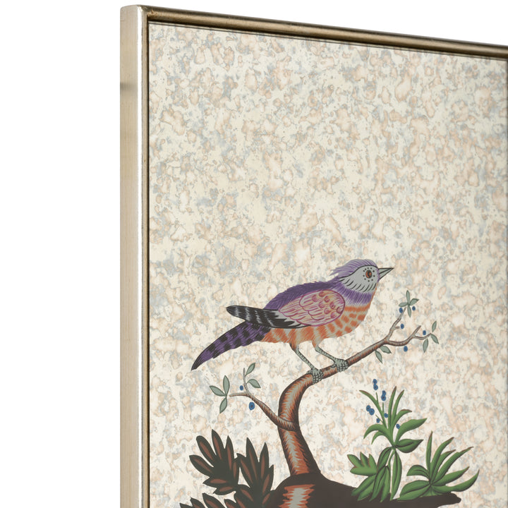 Square Antiqued Mirrored Bird-A - 370578