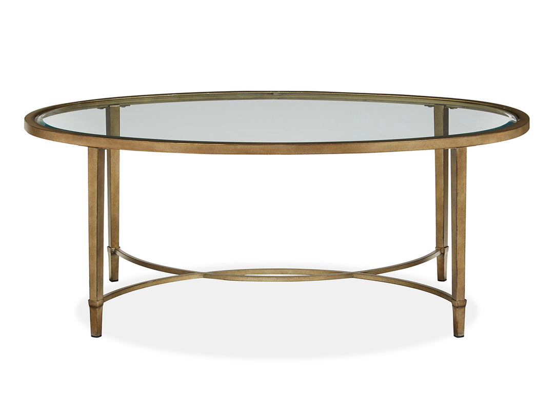 Copia Antiqued Silver With Gold Tint Oval Cocktail Table - T2114-47