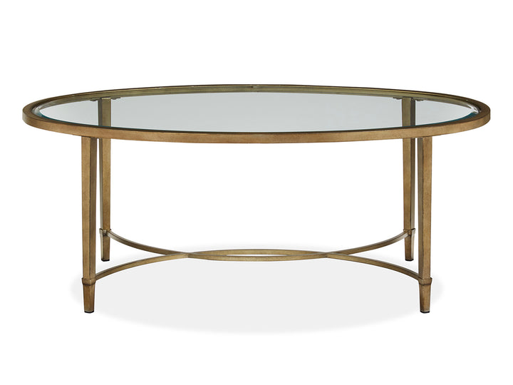 Copia Antiqued Silver With Gold Tint Oval Cocktail Table - T2114-47