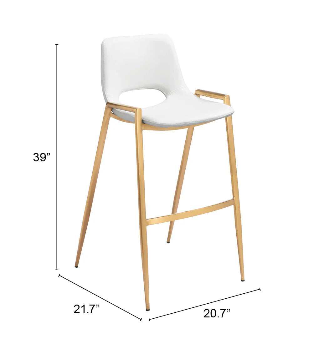 Desi Barstool (Set of 2) White & Gold - AmericanHomeFurniture