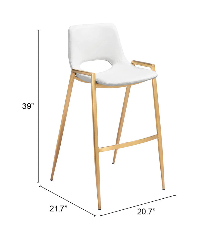 Desi Barstool (Set of 2) White & Gold - AmericanHomeFurniture
