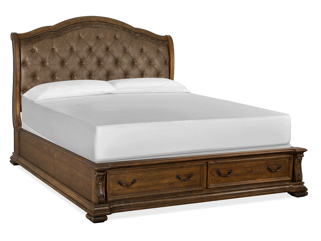 Durango Willadeene Brown Upholstered Sleigh Storage Bed