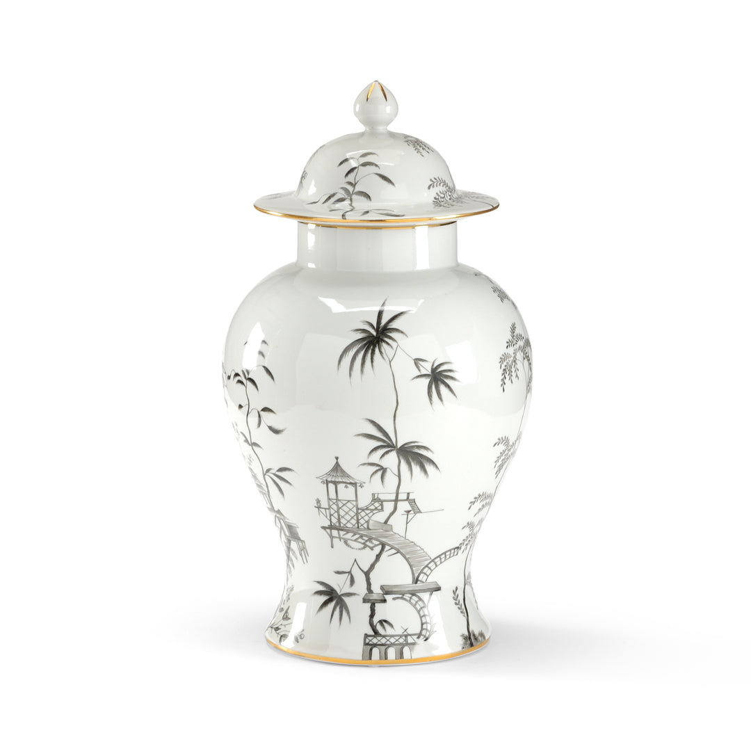 Black/White Chinoiserie Jar - 381729
