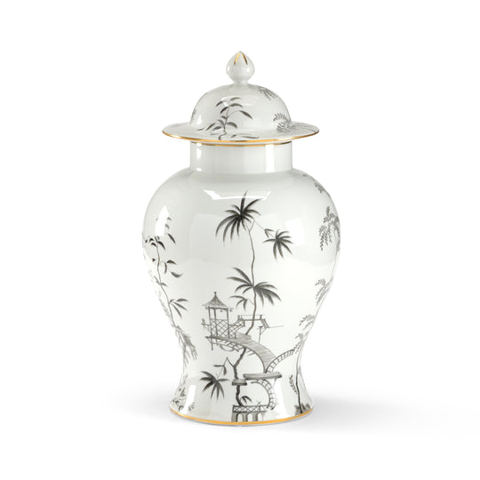 Black/White Chinoiserie Jar - 381729