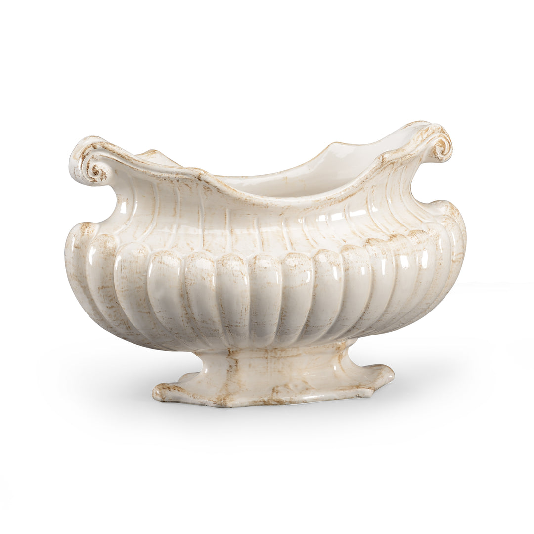 Antique White Oval Pot - 382409