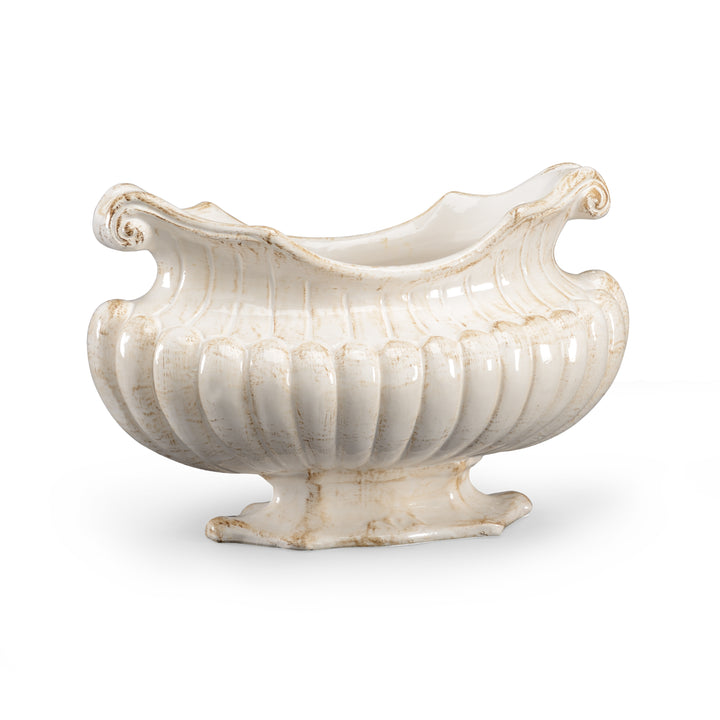 Antique White Oval Pot - 382409