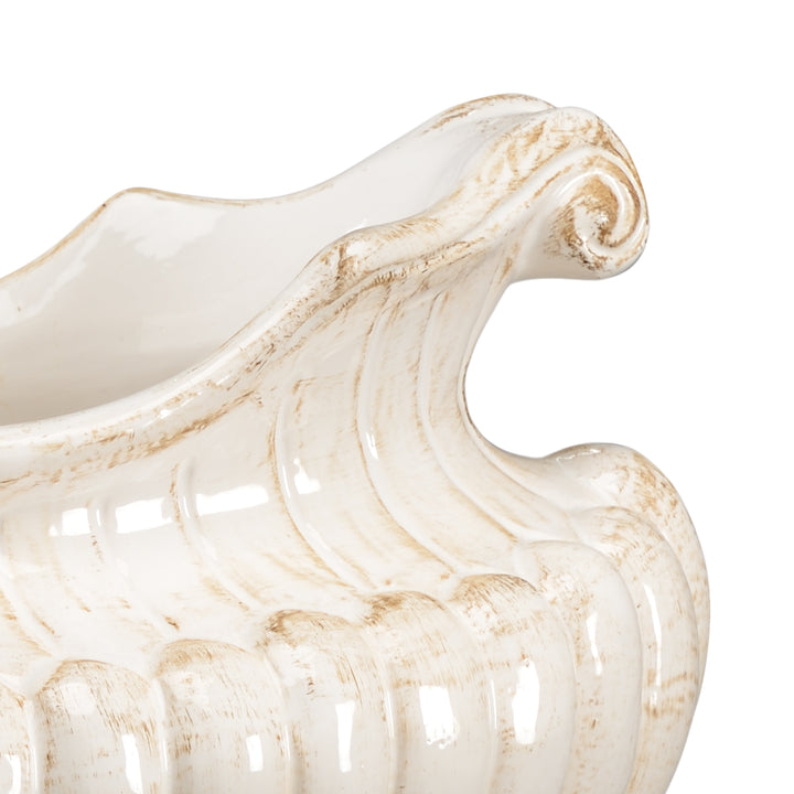 Antique White Oval Pot - 382409