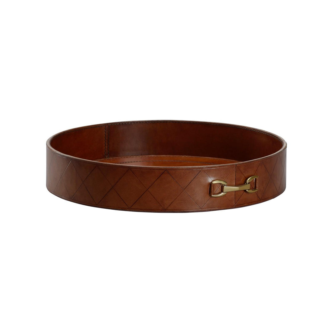 Leather Metal Tray with Metal - SM - 385736