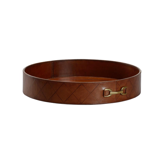 Leather Metal Tray with Metal - SM - 385736