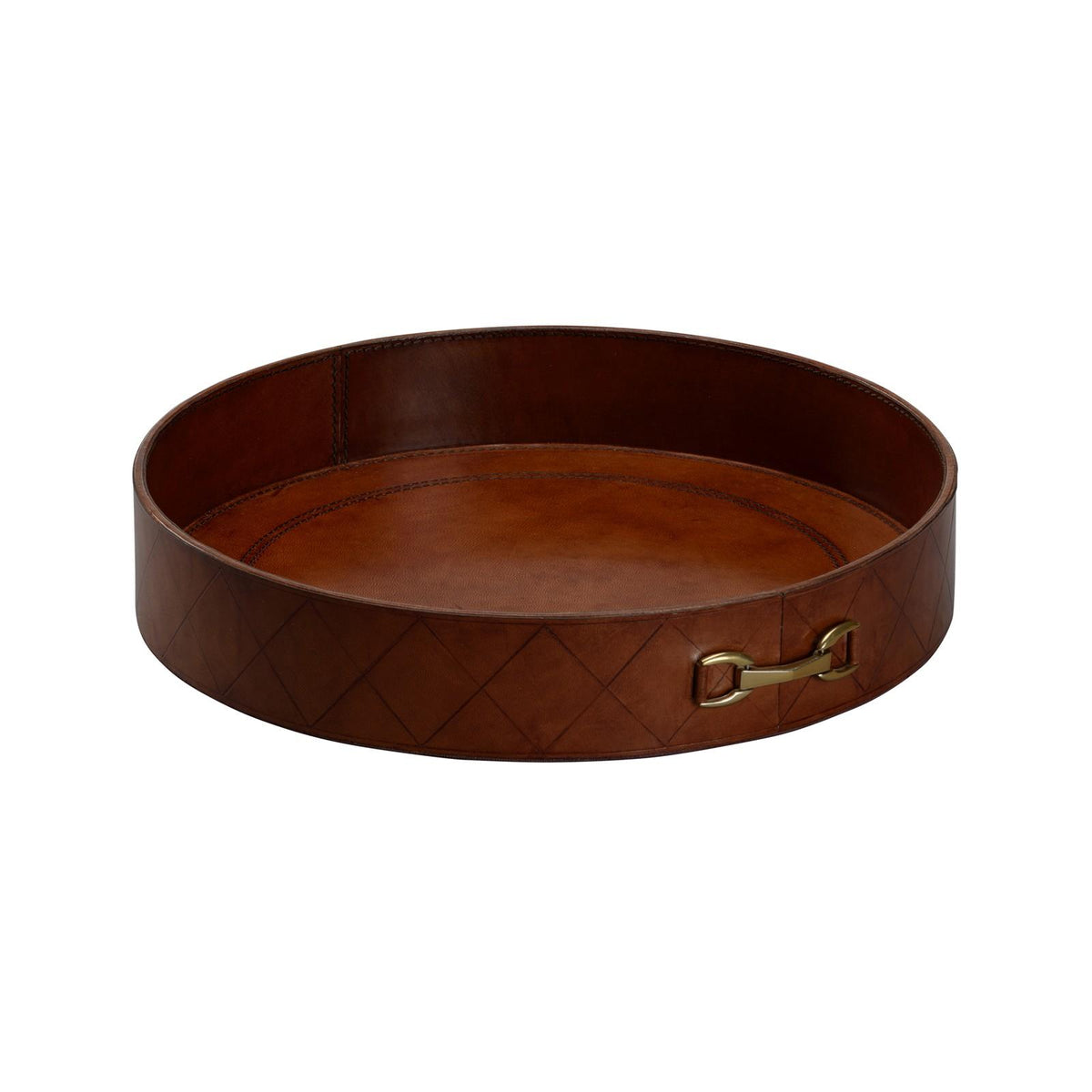 Leather Metal Tray with Metal - SM - 385736