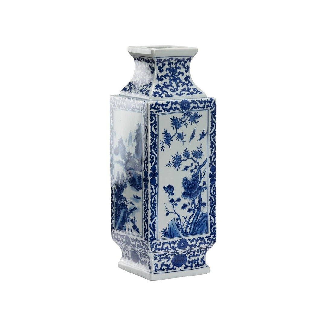 Dynasty Blue and White Landscape Vase - 385774
