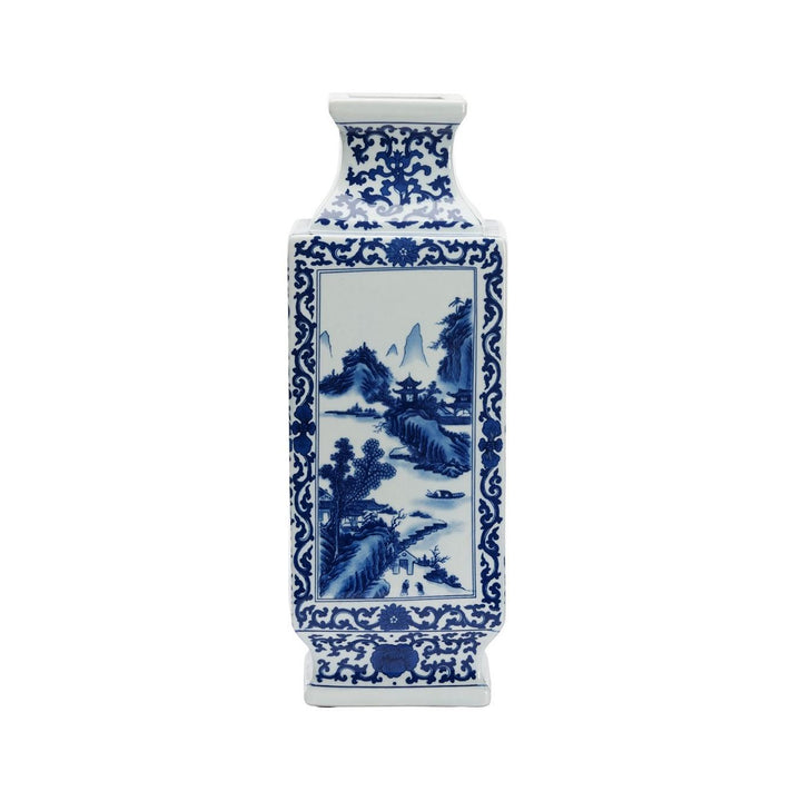 Dynasty Blue and White Landscape Vase - 385774