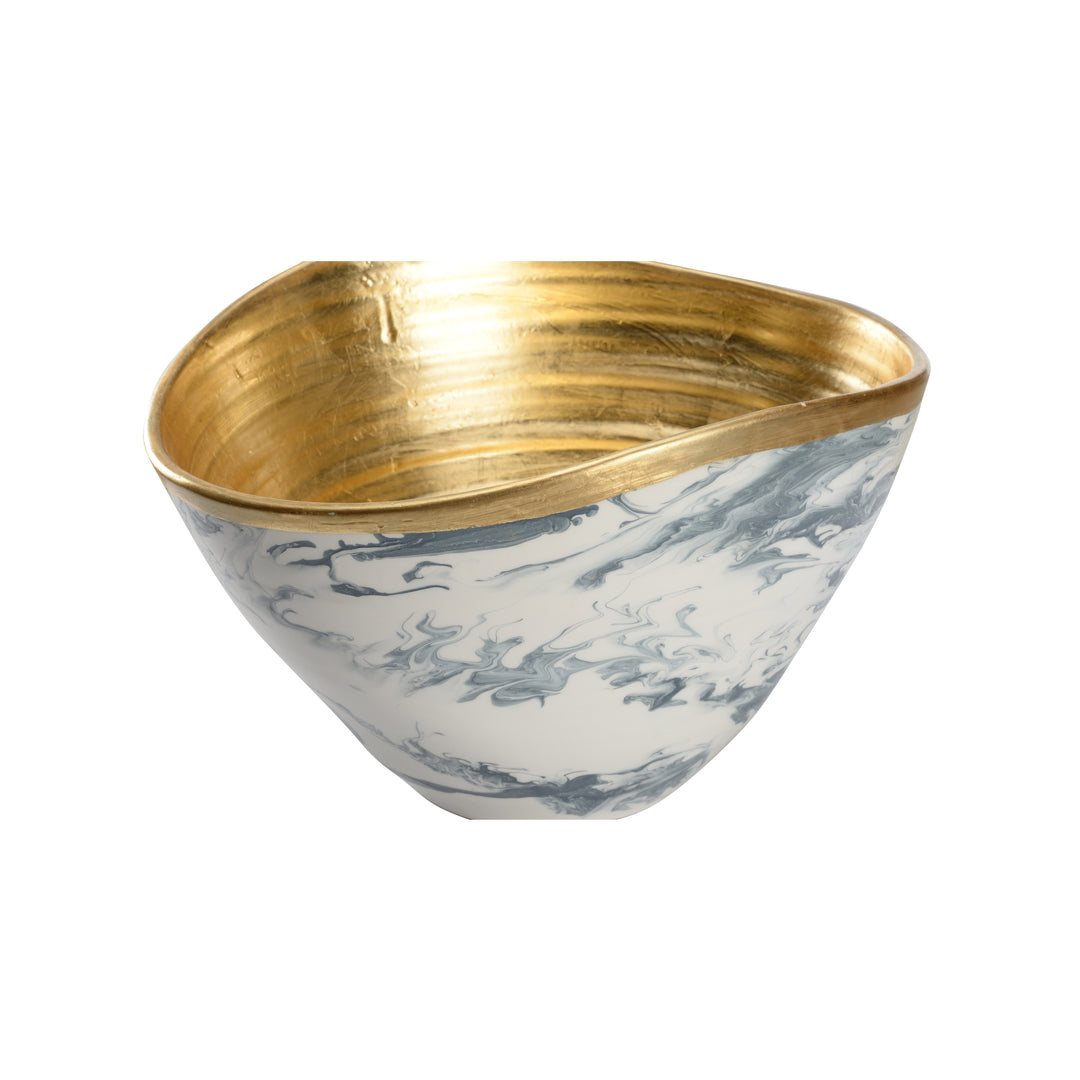 Slate Blue and White Marbled Glaze/Gold Leaf