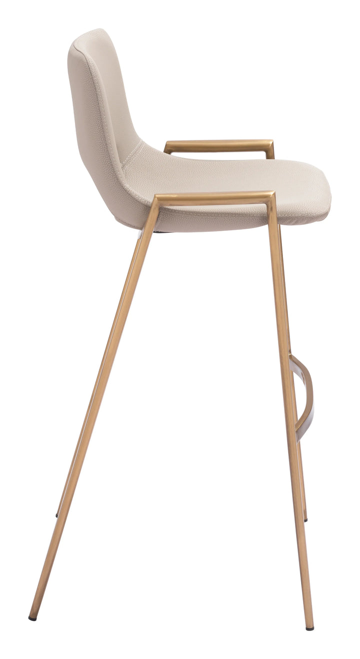 Desi Barstool (Set of 2) Beige & Gold - AmericanHomeFurniture