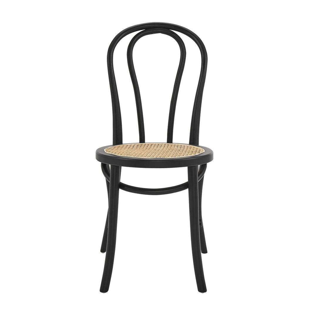 Marko Side Chair in Matte Black with Natural Seat