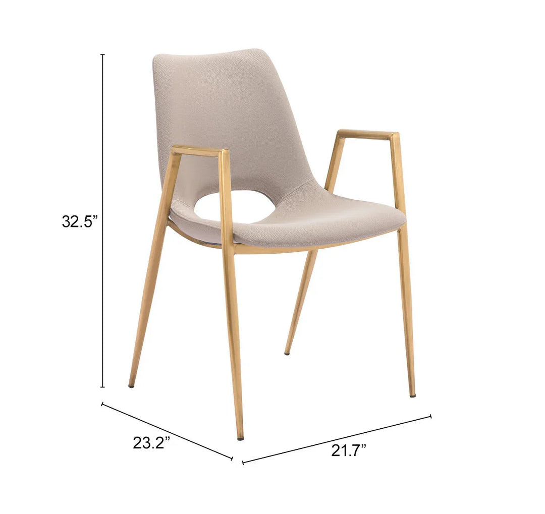 Desi Dining Chair (Set of 2) Beige & Gold - AmericanHomeFurniture