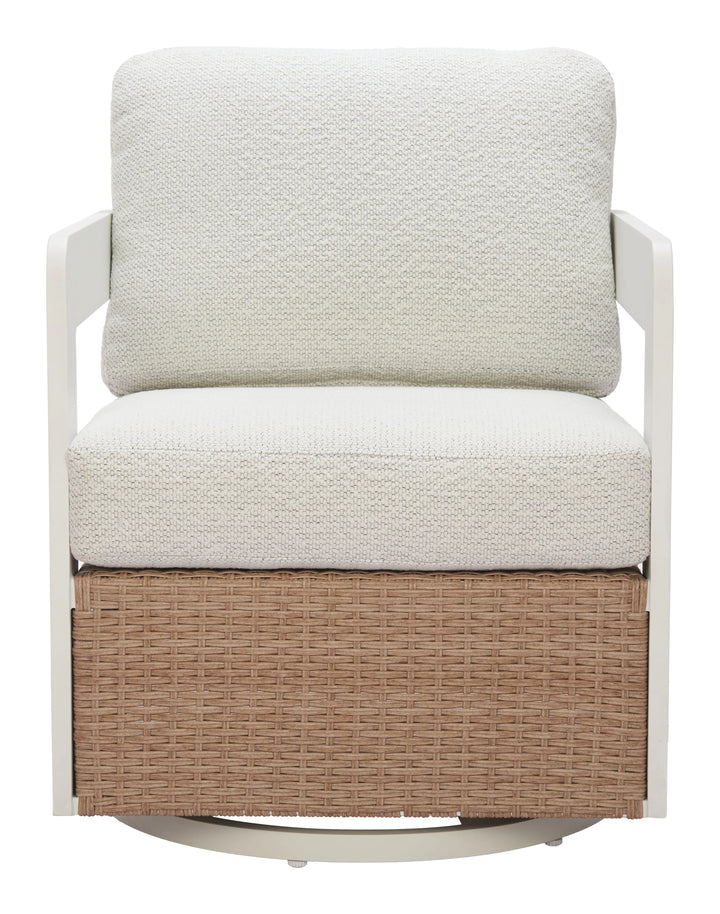 Gelo Swivel Chair White & Brown - AmericanHomeFurniture