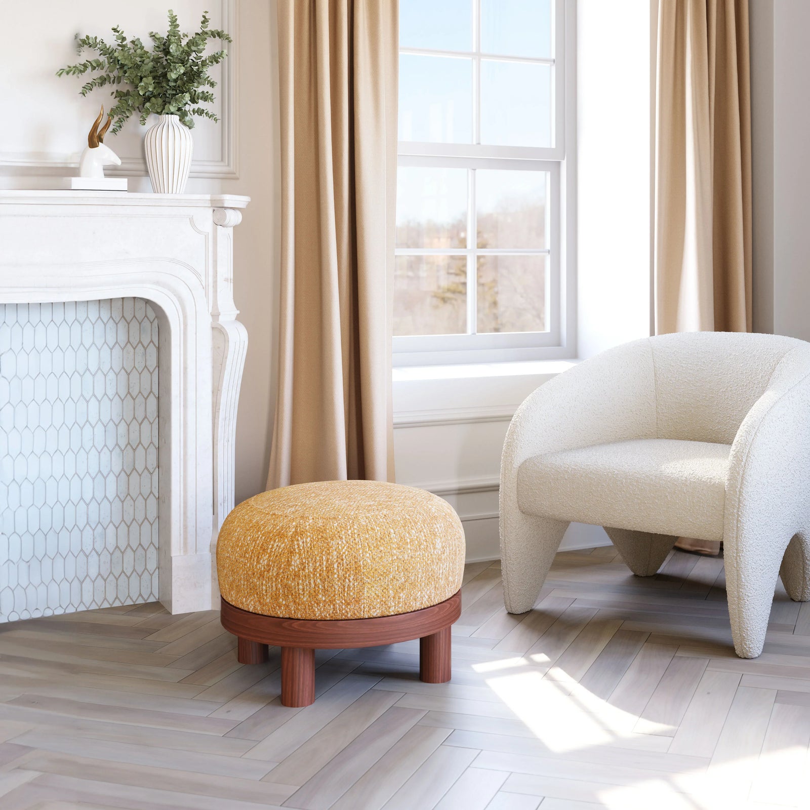 Zuo Gome Ottoman Oat Yellow OTTOMANS, POUFS, + STOOLS
