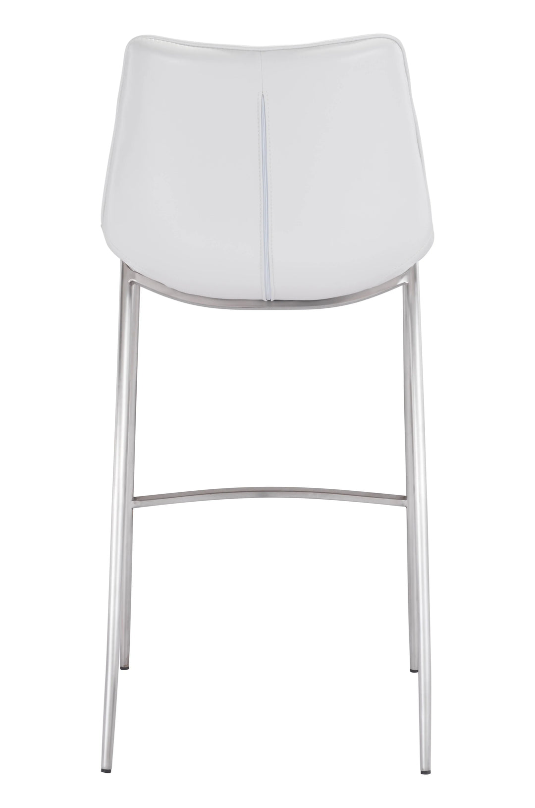 Magnus Barstool (Set of 2) White & Silver - AmericanHomeFurniture