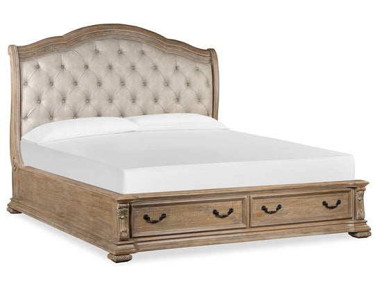 Marisol Fawn King Upholstered Sleigh Storage Bed - B5132-62A