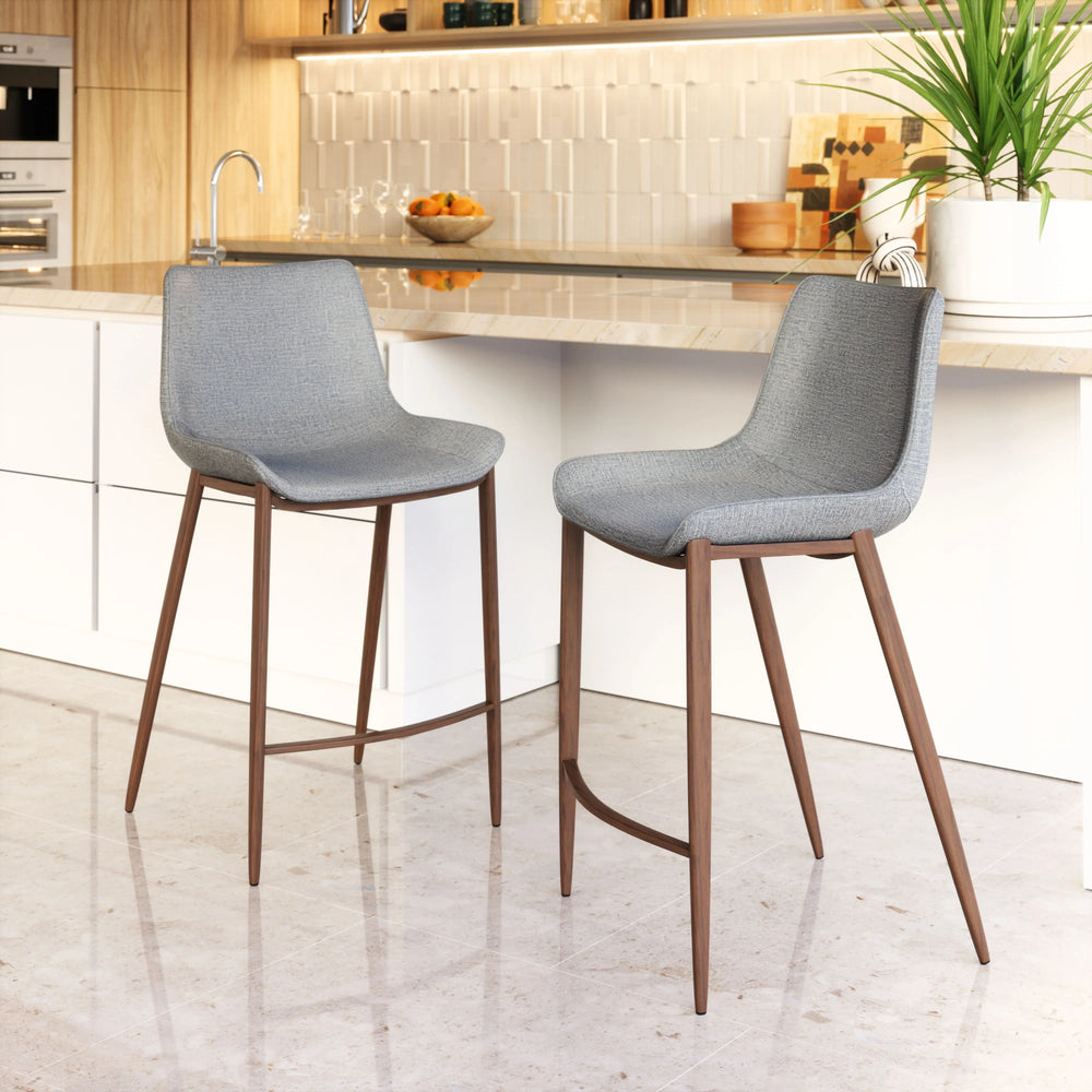 Magnus Counter Stool (Set of 2) Slate Gray & Walnut - AmericanHomeFurniture