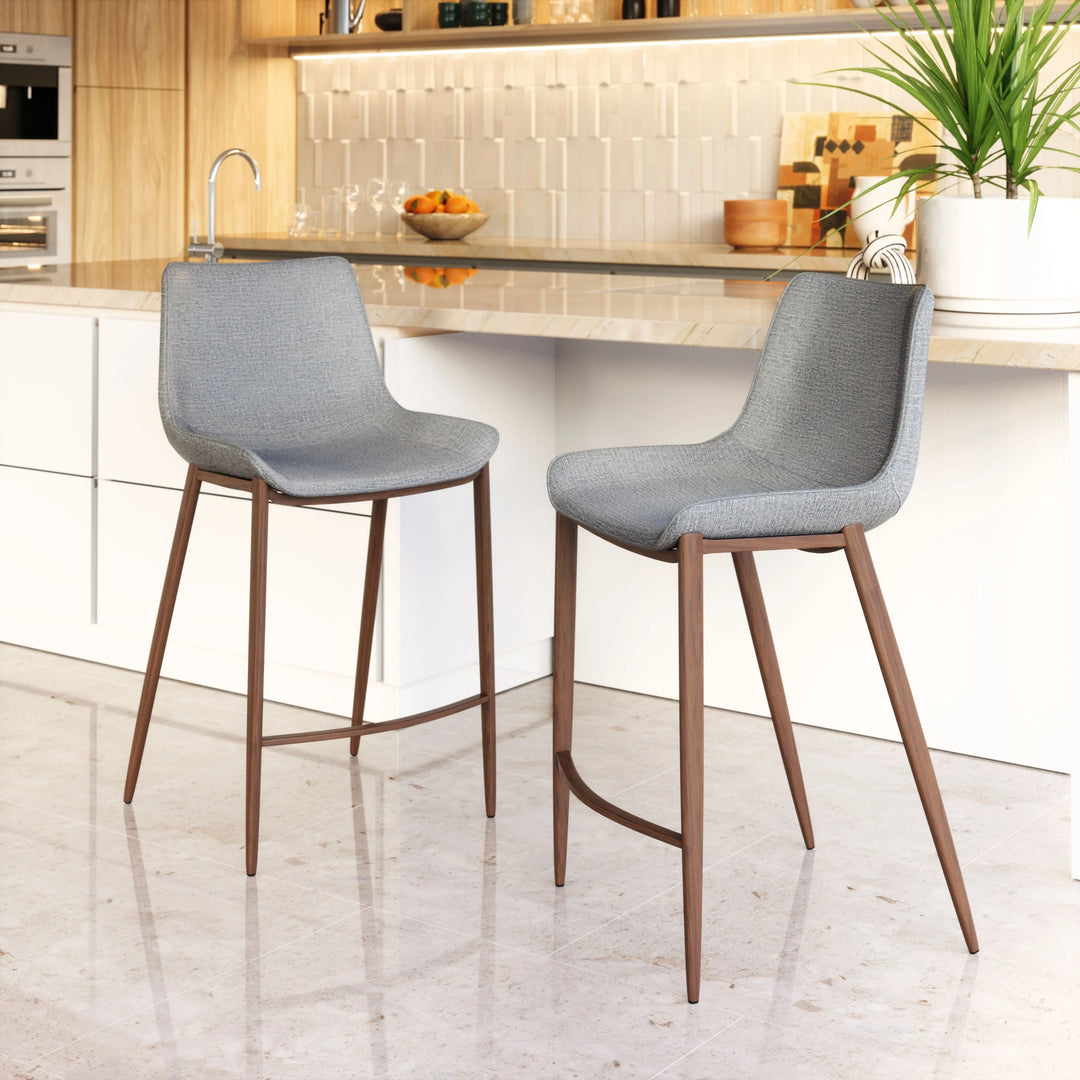 Magnus Counter Stool (Set of 2) Slate Gray & Walnut - AmericanHomeFurniture