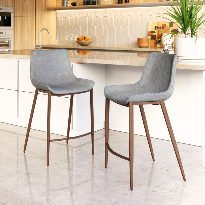 Magnus Counter Stool (Set of 2) Slate Gray & Walnut - AmericanHomeFurniture