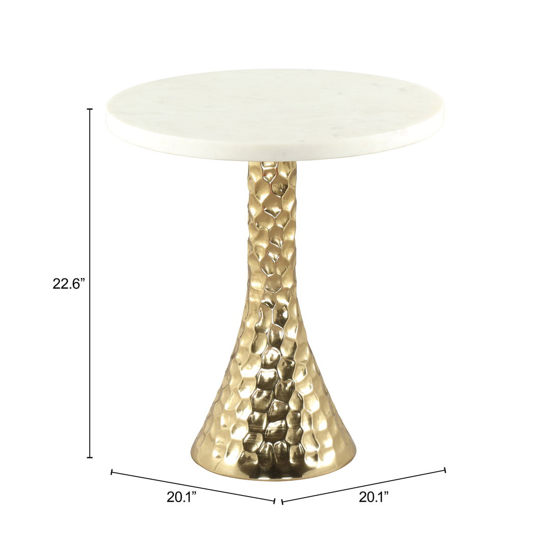 Lira Accent Table White & Gold - 110953