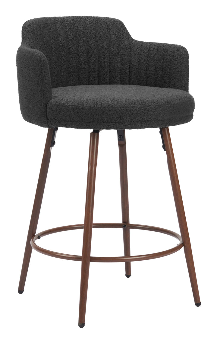 Kono Swivel Counter Stool (Set of 2) Black & Walnut - AmericanHomeFurniture