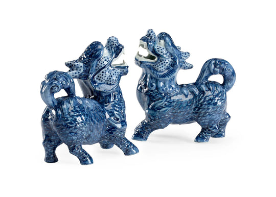 Chelsea House Blue Foo Dogs (Pr) DECORATIVE OBJECTS