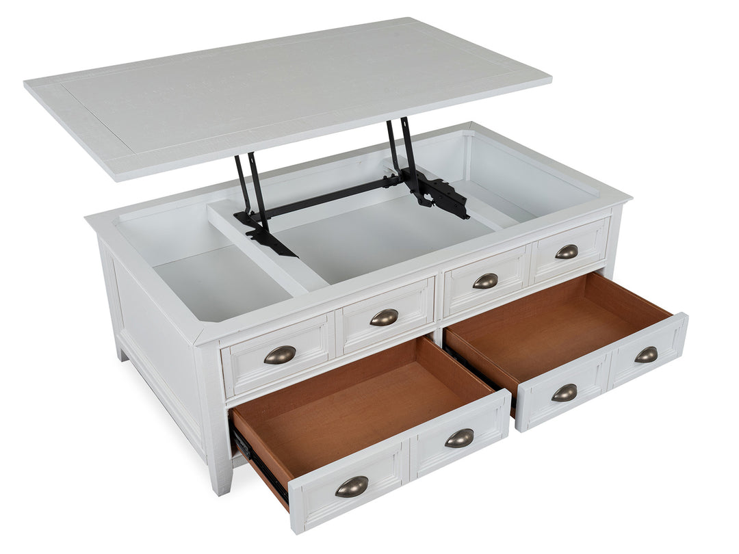Heron Cove Chalk White Lift Top Storage Cocktail Table With Casters - T4400-50