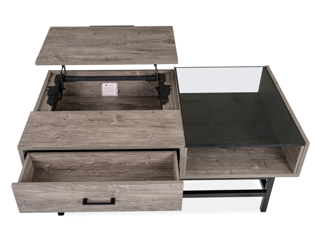 Fenwick Whitetail Brown And Smoke Glass Rectangular Lift Top Cocktail Table - T5962-51
