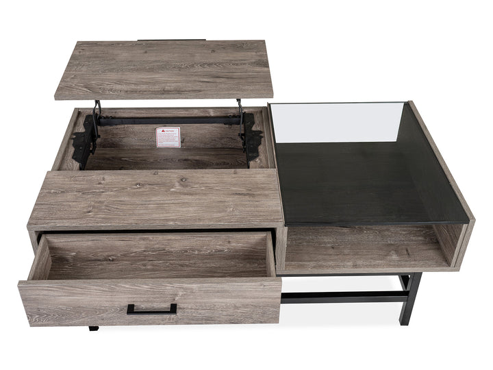 Fenwick Whitetail Brown And Smoke Glass Rectangular Lift Top Cocktail Table - T5962-51
