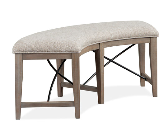 Paxton Place Dovetail Grey Upholstered Curved Bench - D4805-67
