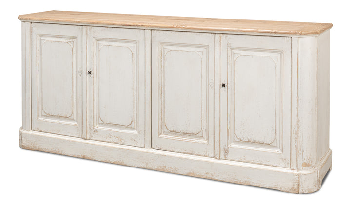 American Home Furniture | Sarreid - Antique Whitewash Sideboard - 4 Door