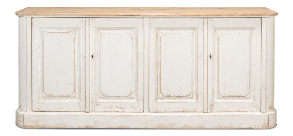 American Home Furniture | Sarreid - Antique Whitewash Sideboard - 4 Door