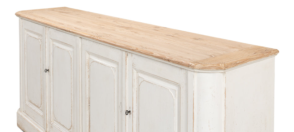 American Home Furniture | Sarreid - Antique Whitewash Sideboard - 4 Door