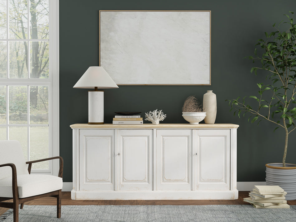 American Home Furniture | Sarreid - Antique Whitewash Sideboard - 4 Door