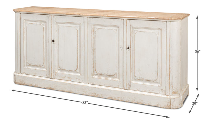 American Home Furniture | Sarreid - Antique Whitewash Sideboard - 4 Door