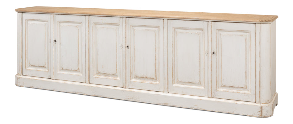 American Home Furniture | Sarreid - Antique Whitewash Sideboard - 6 Door