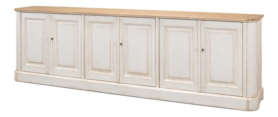 Sarreid Antique Whitewash Sideboard - 6 Door SIDEBOARDS + CREDENZAS