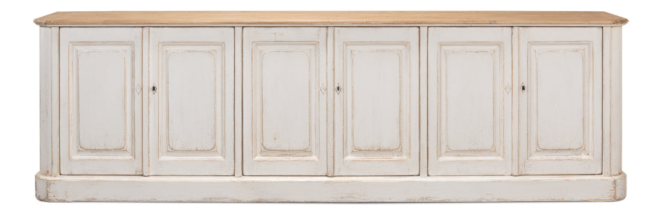 American Home Furniture | Sarreid - Antique Whitewash Sideboard - 6 Door